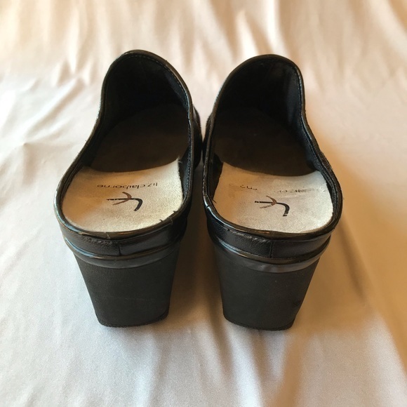 Liz Claiborne Evie 2 Women's Black Patchwork Wedge Mule Shoes-Size 8 1/2 M - Picture 4 of 7